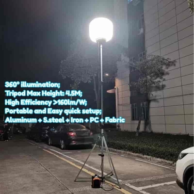 Ánh sáng 360 ° 60W 100W 120W 320W bóng đèn LED không chói trên chân máy cho các công trình xây dựng